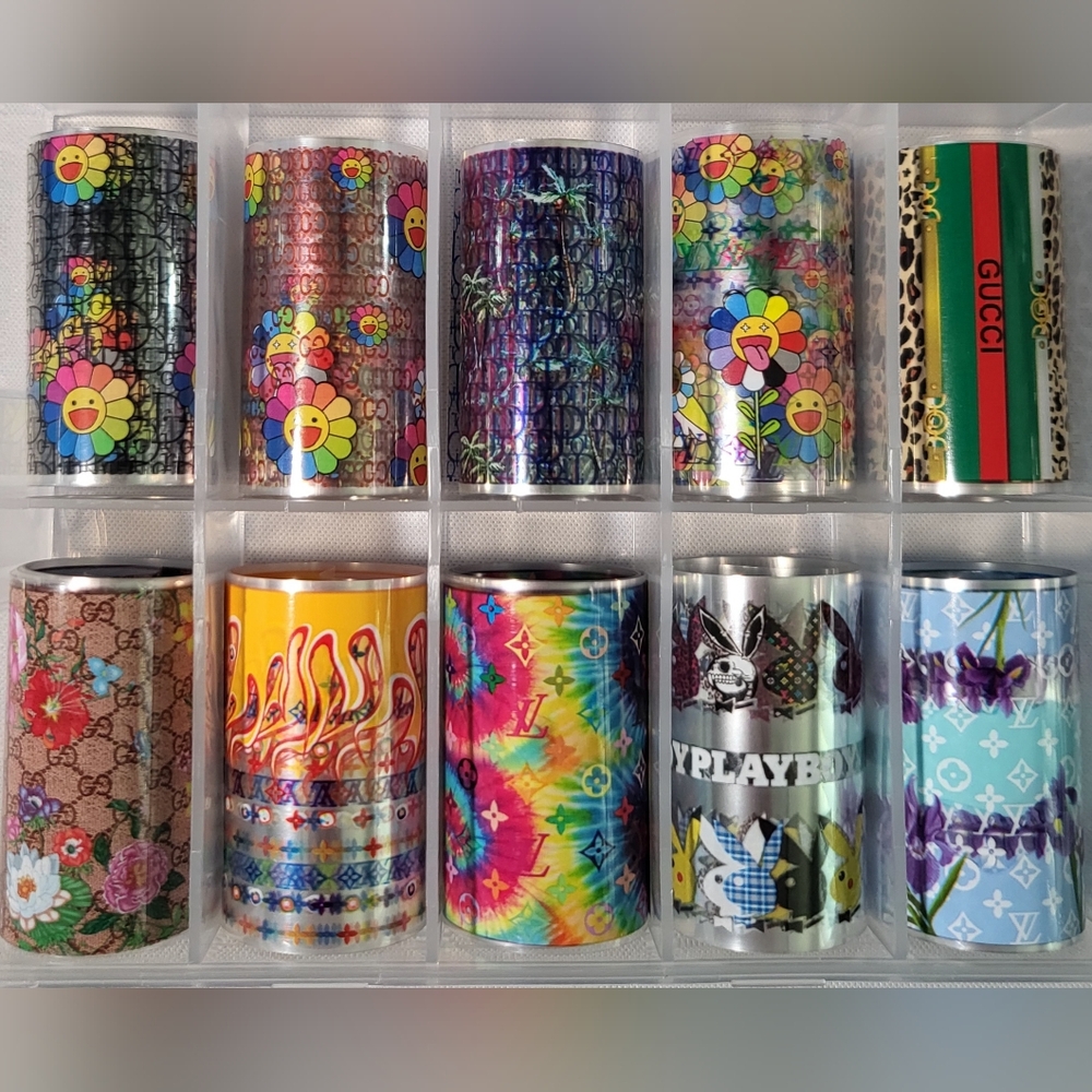 Luxury Designer Nail Art Transfer Foil (10 Rolls/Pcs)